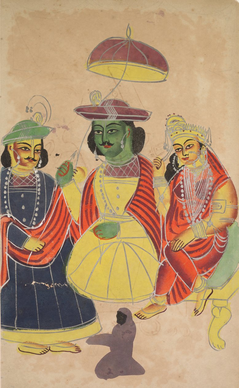 1800年代，拉玛（Rama）和西塔（Sita）与Lakshmana和Hanuman一同登基。 作者 不明