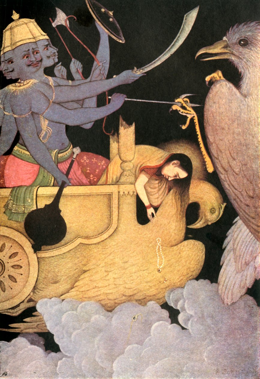 Ravana与Jatayu的战斗》，1920年。 作者 不明