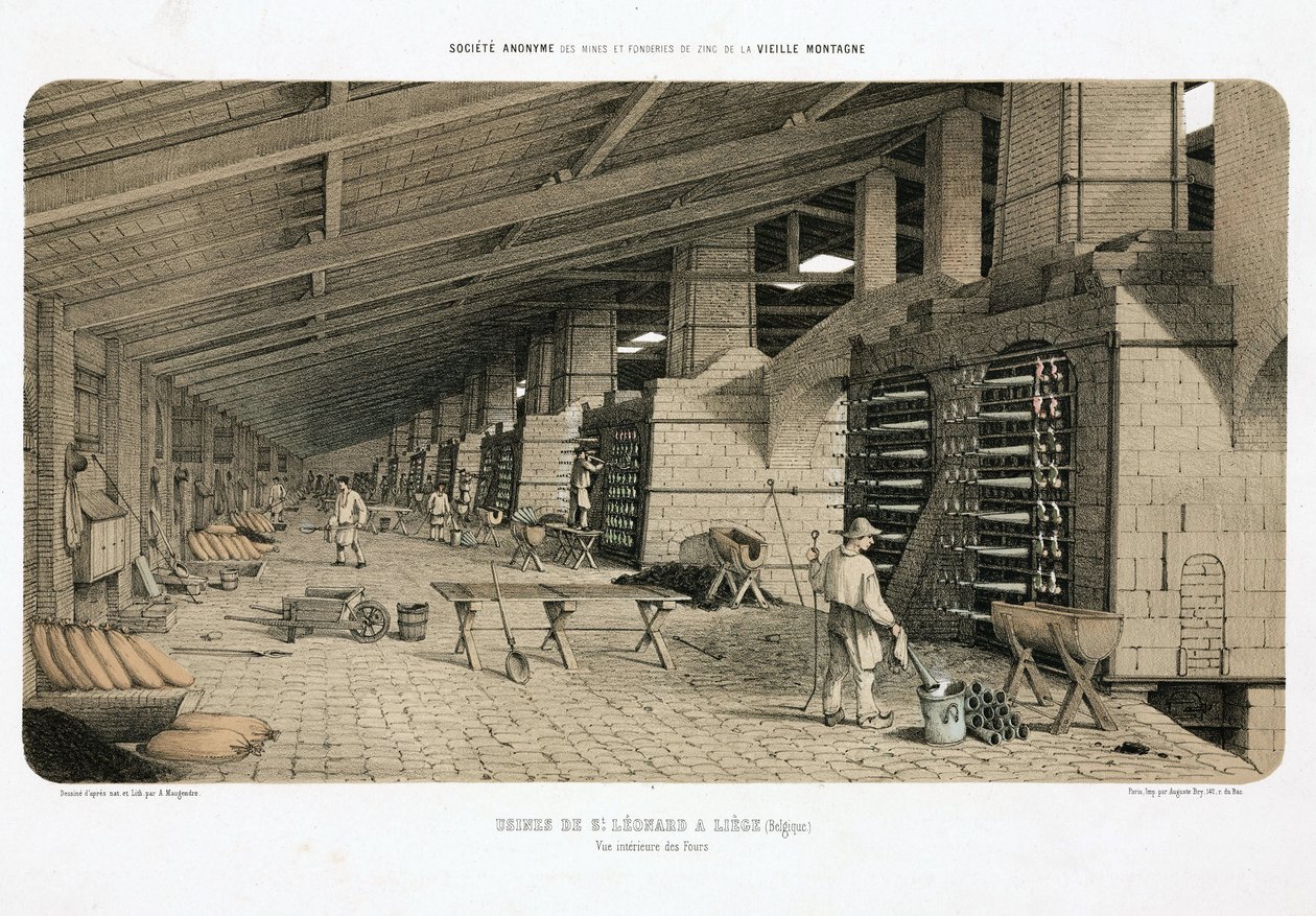 Raw Materials Processing, Metallurgy Furnaces at the zinc works, St Leonard, Liege, Belgium 作者 不明