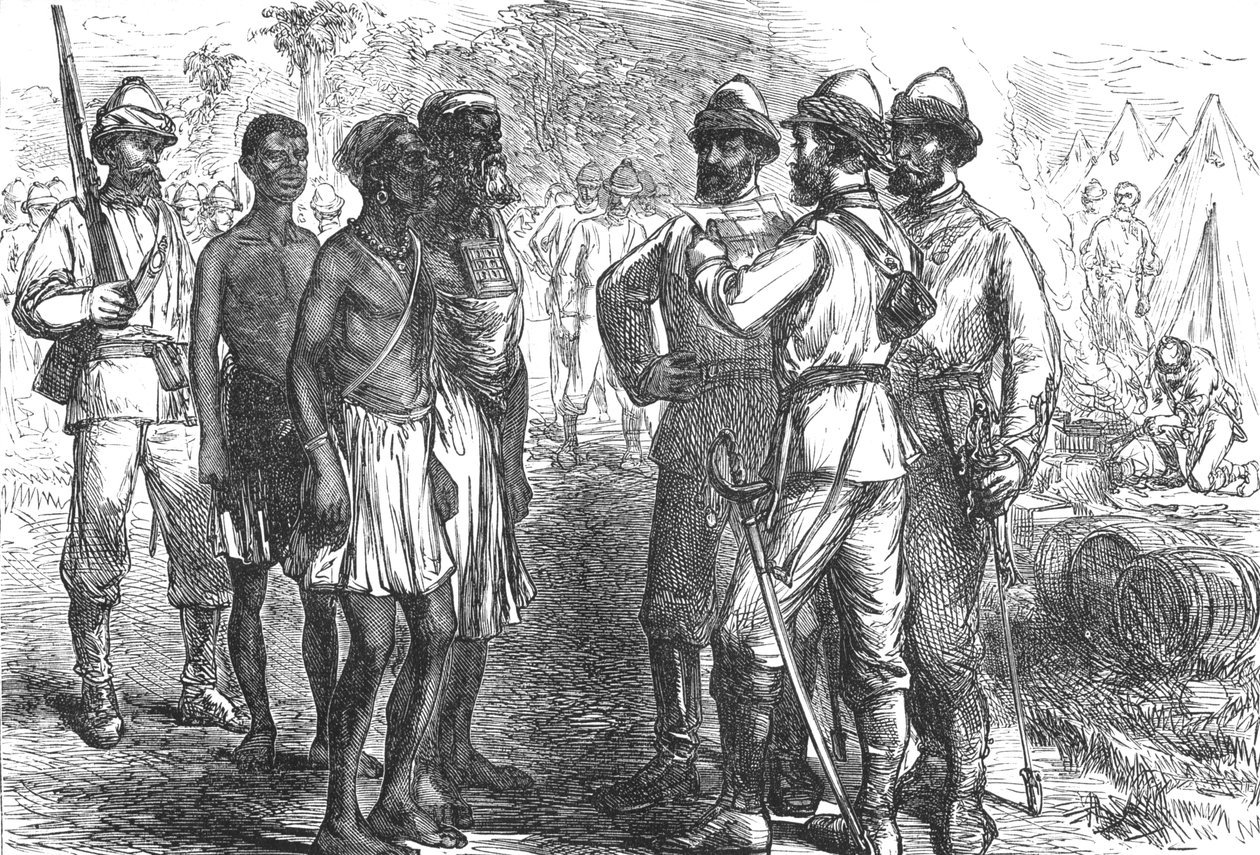 公元1880年在国王营地接待Koffees国王大使 作者 不明
