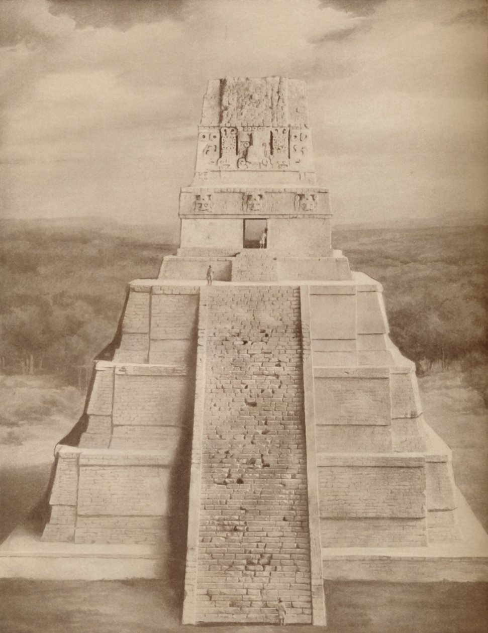 蒂卡尔的宏伟玛雅神庙金字塔重建模型，c1935年 作者 不明