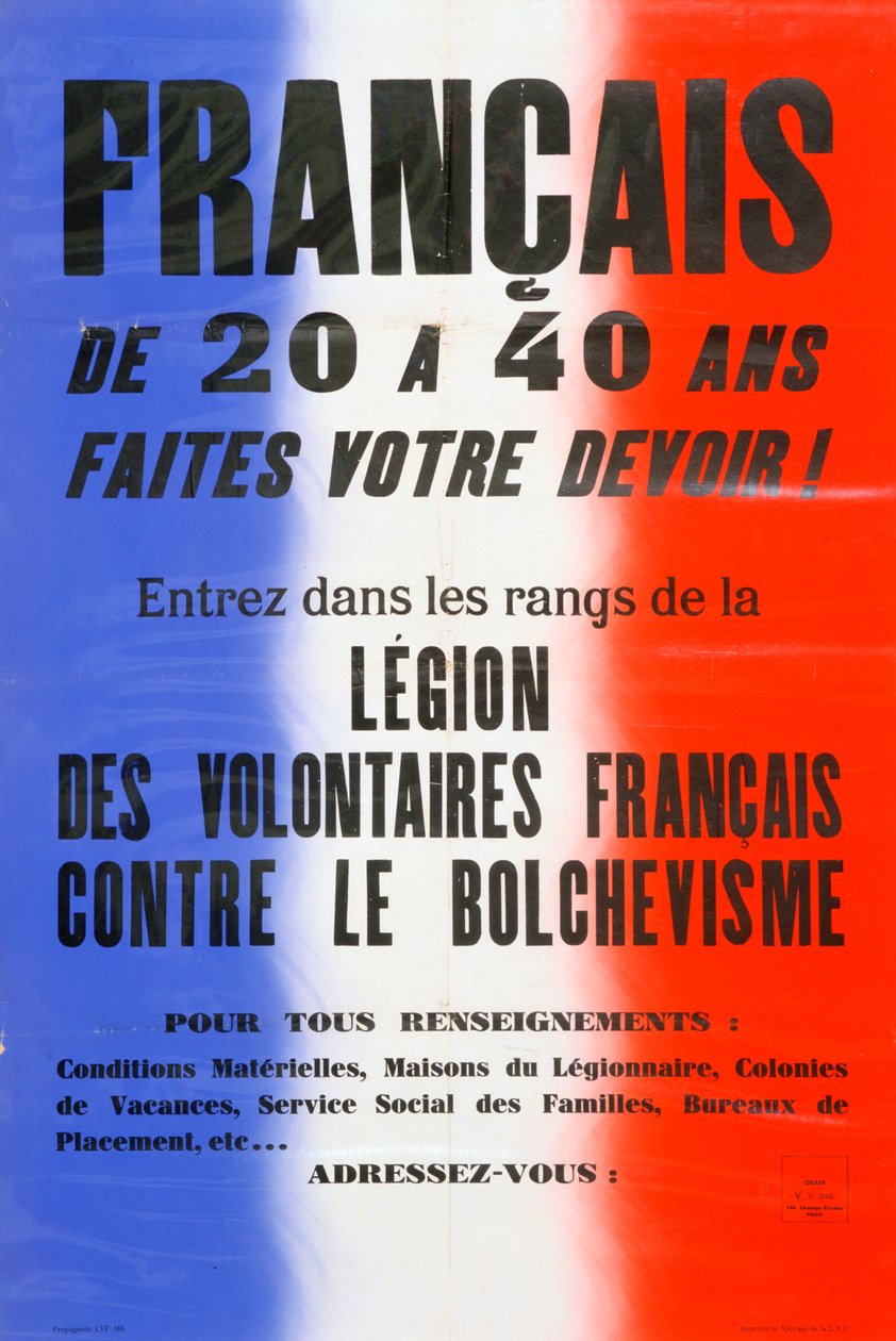 1941-1944年法国志愿军团招募海报 作者 不明