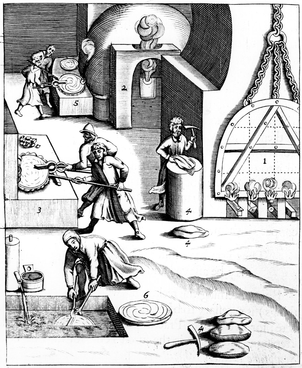 使用匈牙利工艺精炼铜，1683年 作者 不明
