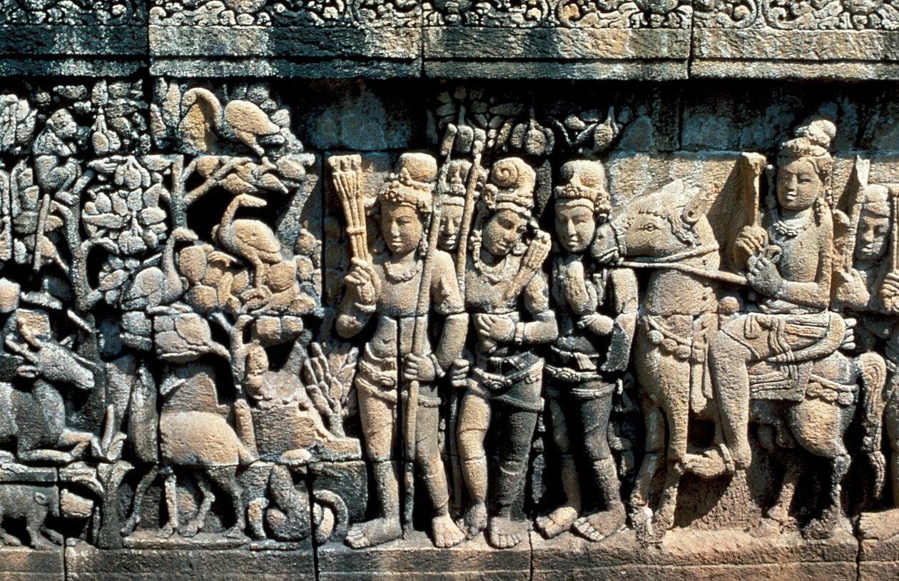 佛经浮雕展示场景，巴拉巴拉，爪哇，c750-850 作者 不明
