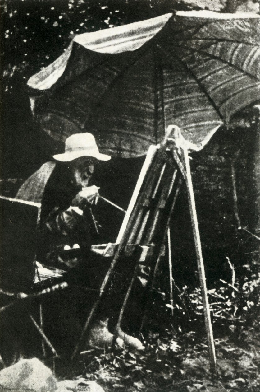 雷诺阿在户外绘画，1910年代，1947年。 作者 不明