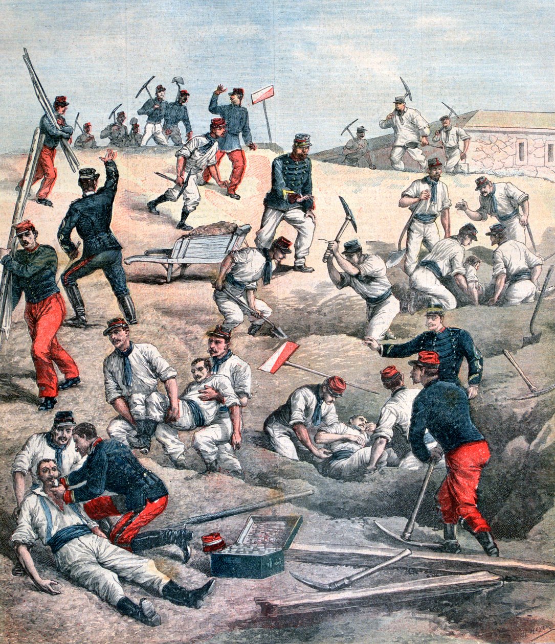 1892年在Aubervilliers堡垒营救受害者。 作者 不明