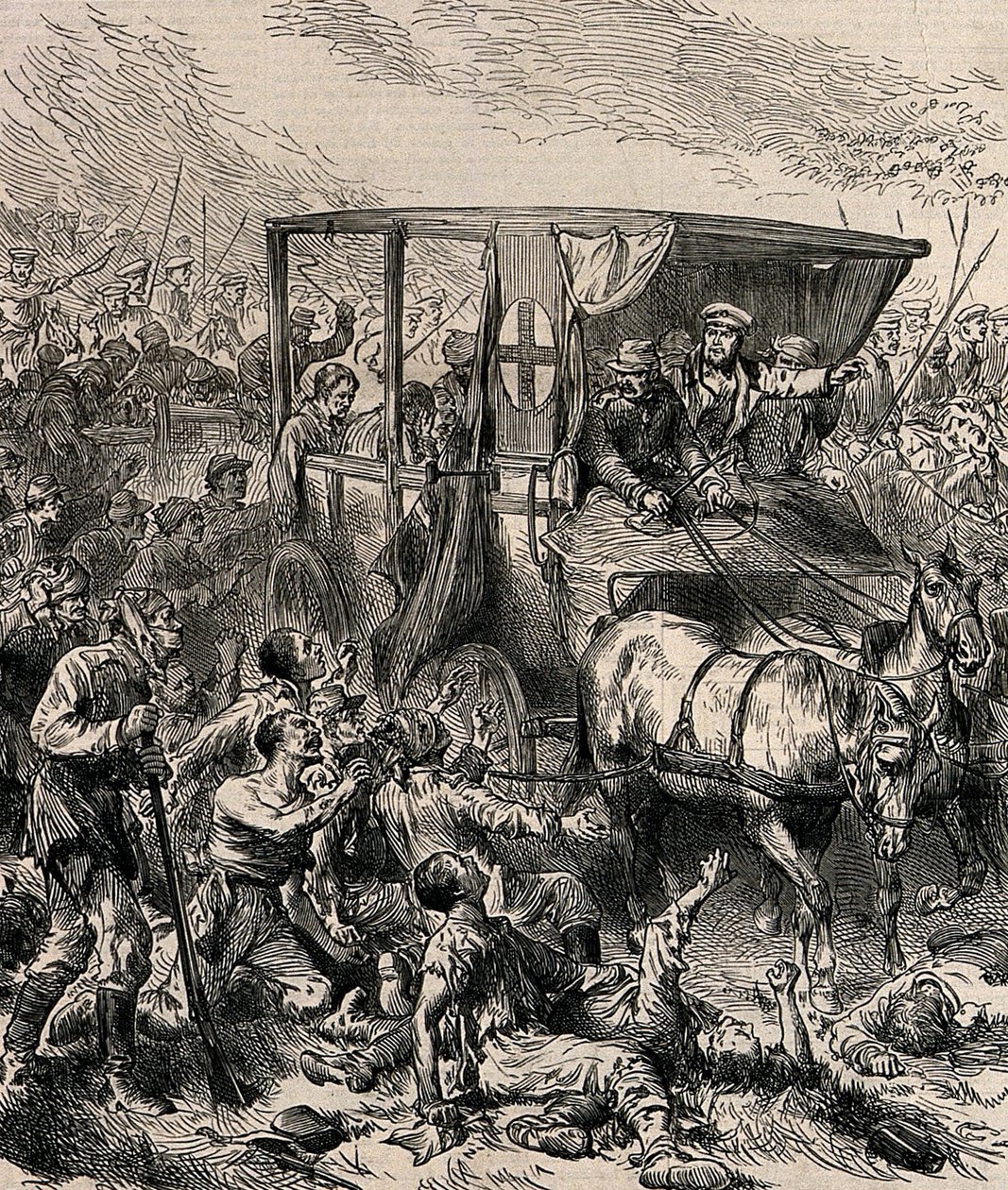 约1878年从战场上解救受伤的俄罗斯士兵 作者 不明
