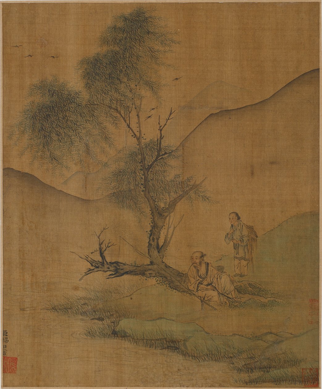 在柳树下休息，可能是明朝的，1368-1644。 作者 不明