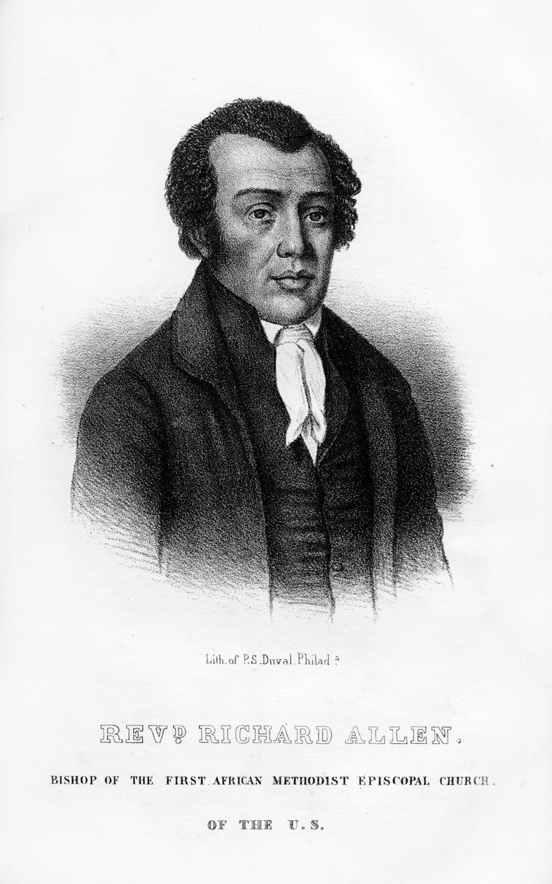 理查德·艾伦（Richard Allen），非洲卫理公会主教教堂的非洲裔美国人创始人，1854年 作者 不明