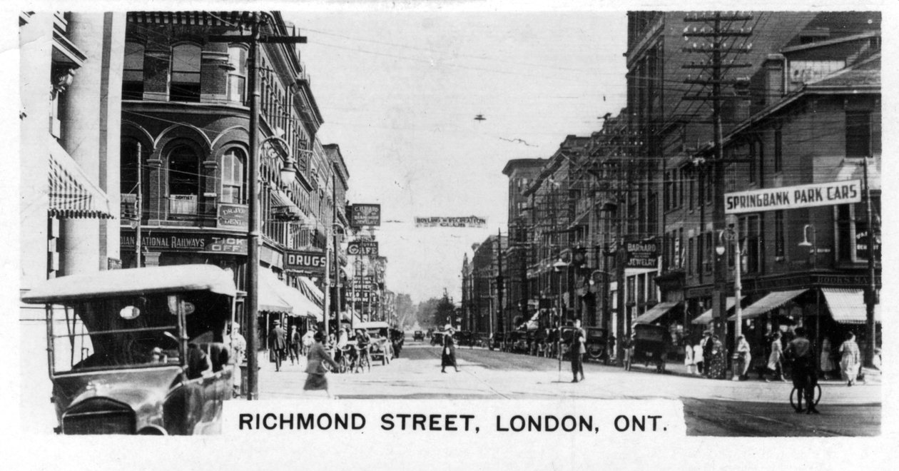 列治文街（Richmond Street），伦敦，安大略省西南部，加拿大，c1920年代 作者 不明