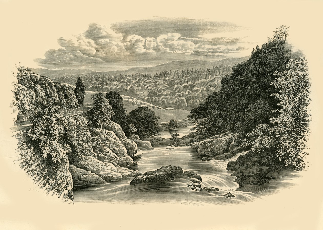 1890年，Pont-Y-Cyffing的河景。 作者 不明