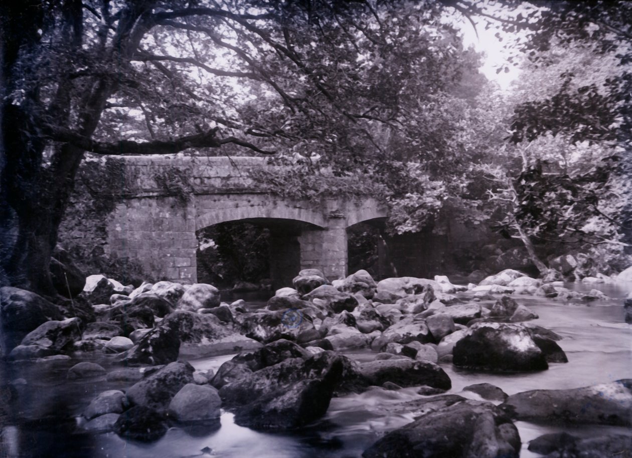 河和桥梁在普利茅斯附近在德文郡，1920年。 作者 不明