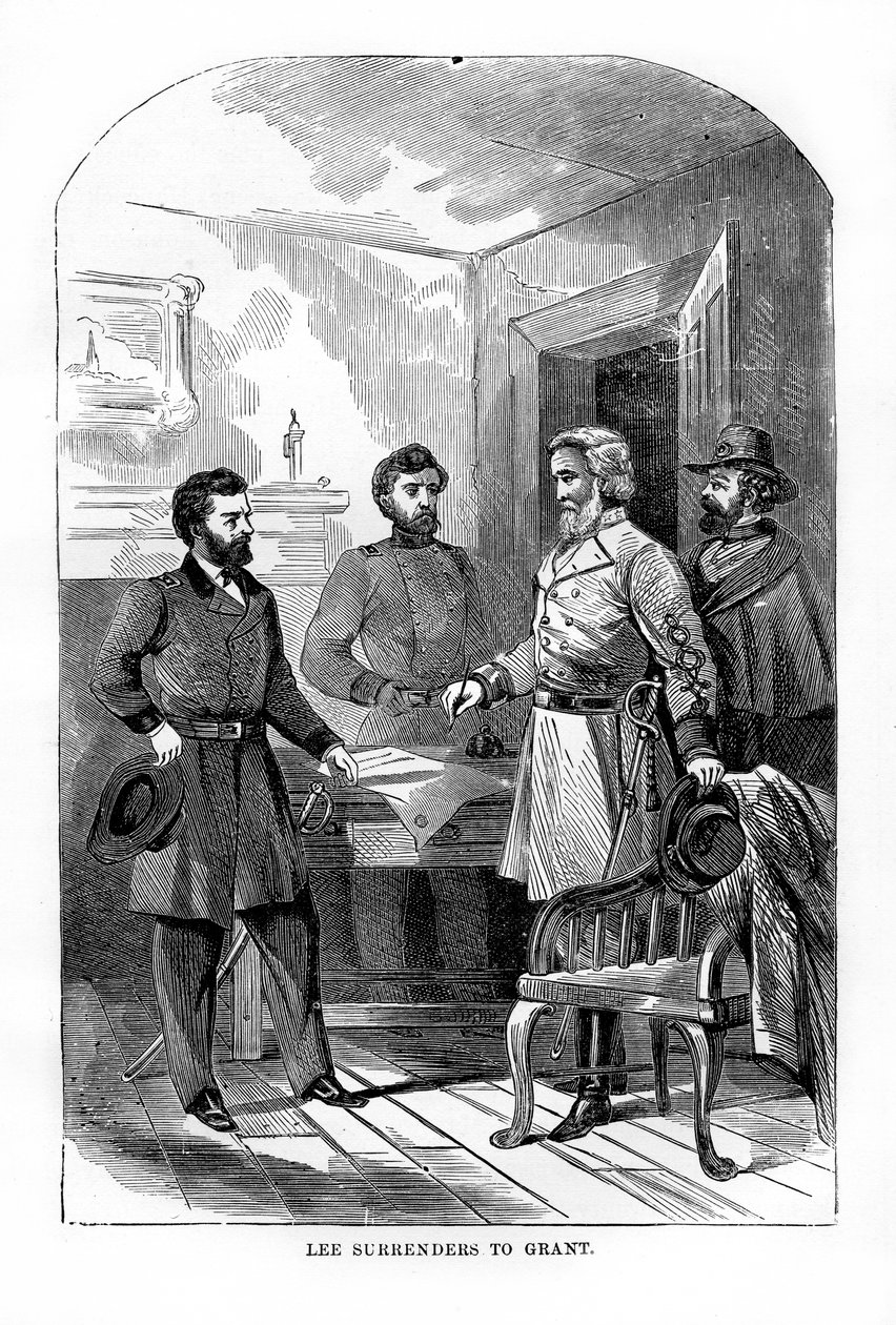 罗伯特·李（Robert E Lee）于1865年4月9日向尤利西斯·格兰特（Ulysses S Grant）投降 作者 不明