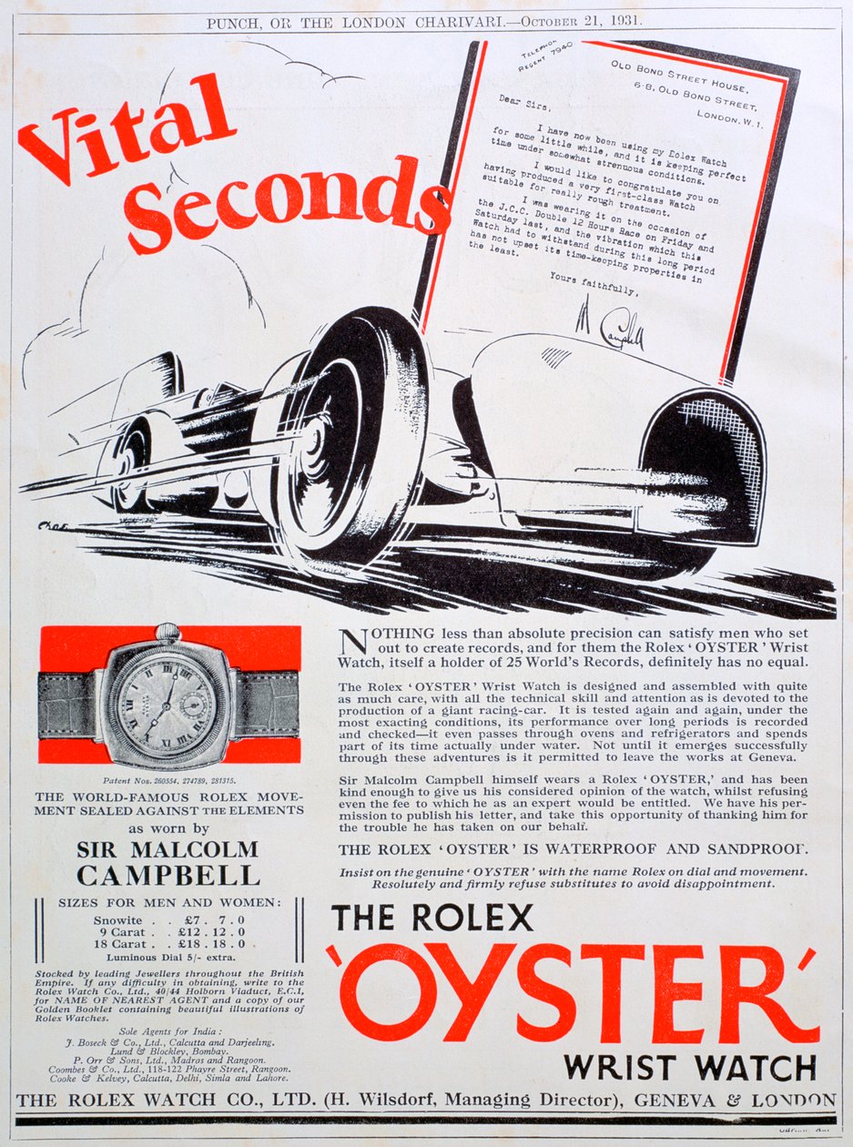 劳力士（rolex）Oyster手表广告，1931年 作者 不明