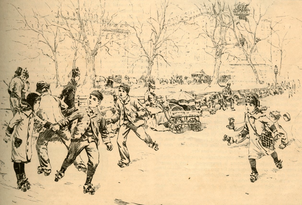 1881年在纽约麦迪逊广场滑旱冰。 作者 不明