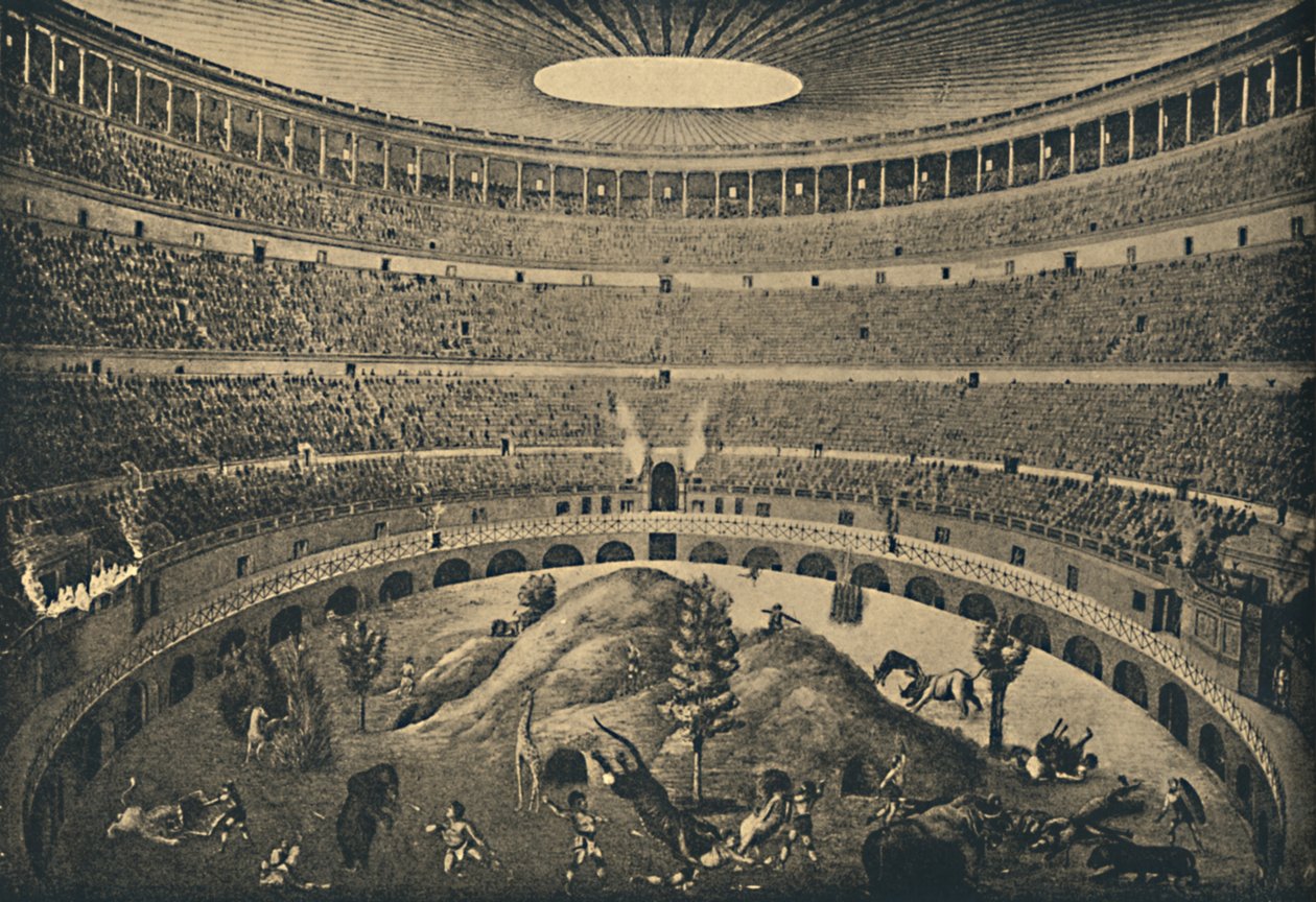 罗姆人-罗马竞技场-重建狩猎的野生动物，1910年 作者 不明