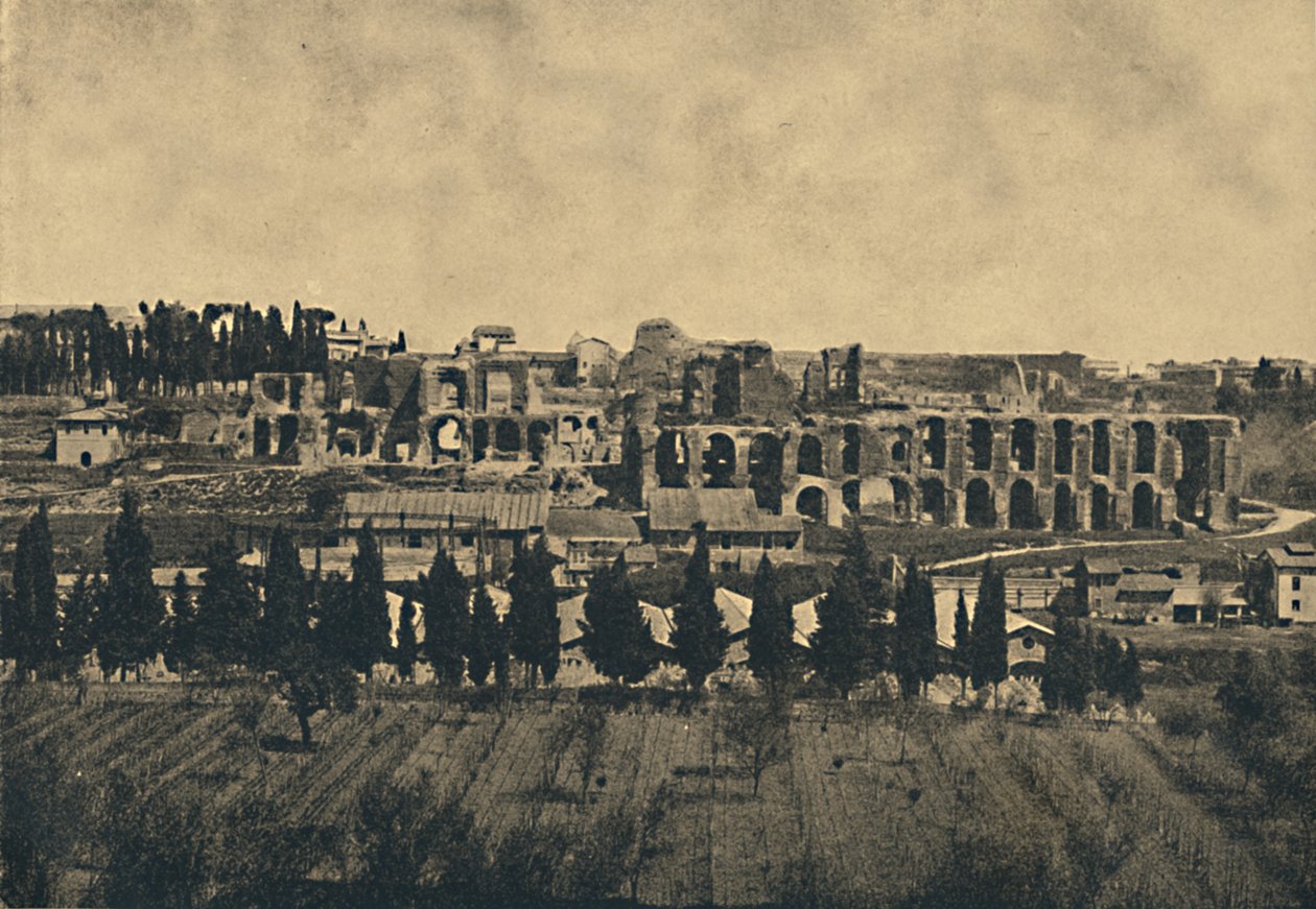 罗马-1910年塞普蒂米乌斯·塞弗勒斯宫殿子结构的宏伟遗迹。 作者 不明