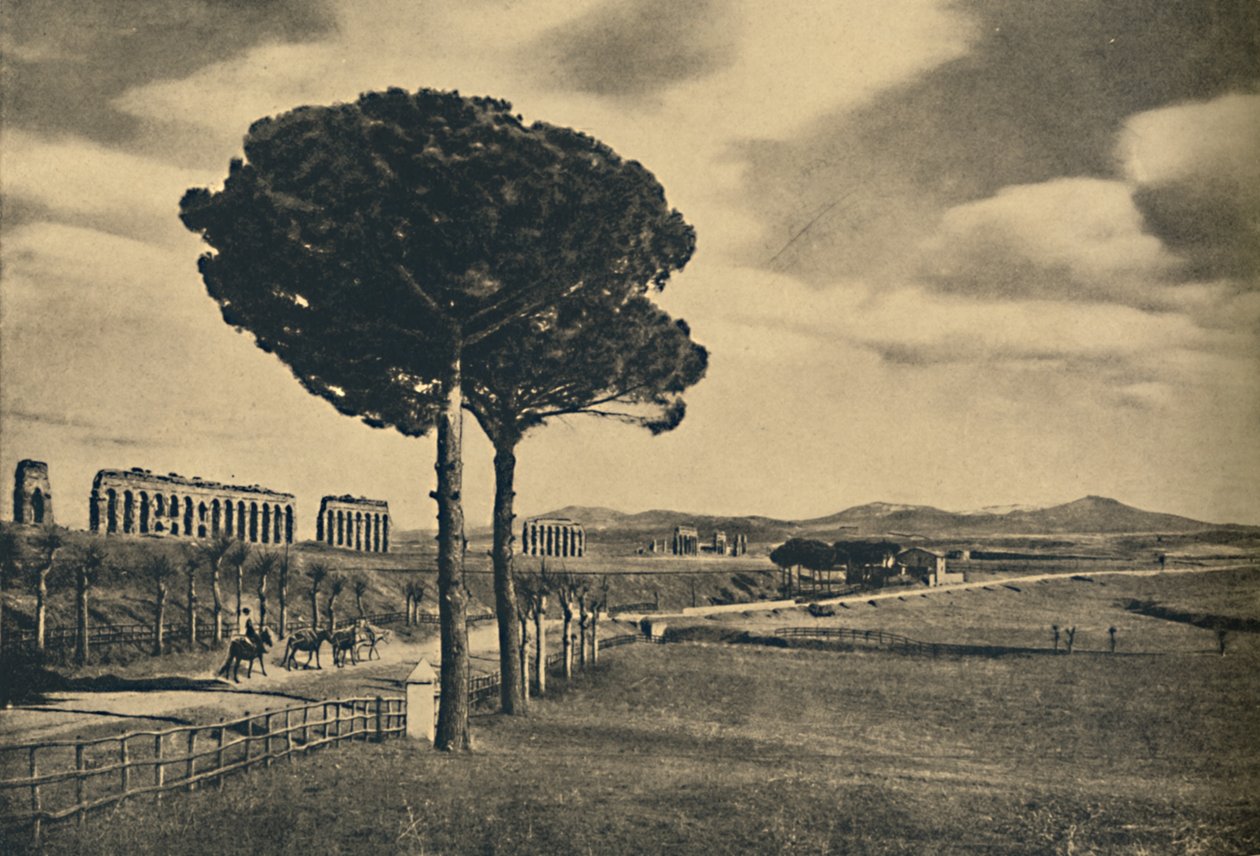 罗马-Neio Appian Way-克劳迪乌斯（Claudius）渡槽的废墟。奥尔本山，1910年 作者 不明