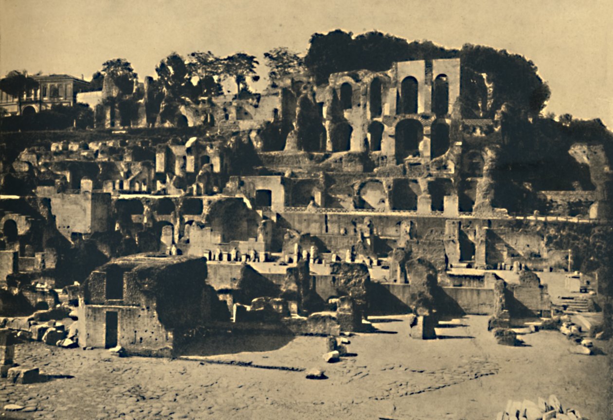 罗马-卡利古拉（Caliguula）房屋的废墟耸立在维斯塔维尔京人房屋之上，1910年 作者 不明