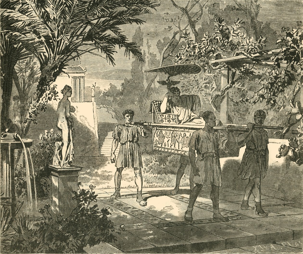 罗马花园场景，1890年。 作者 不明