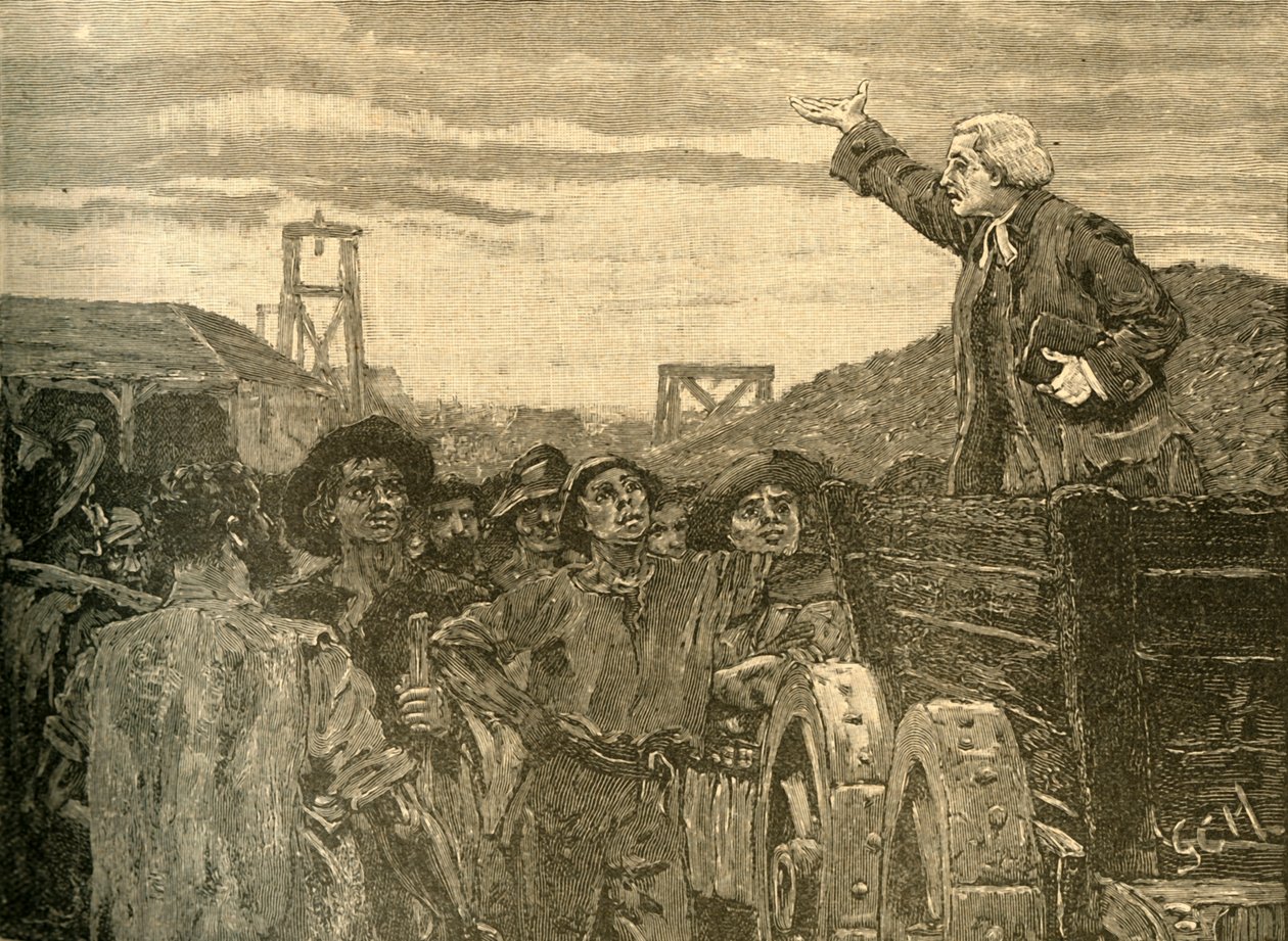 罗兰·希尔（Rowland Hill）向布里斯托尔（Kristos）的金斯伍德（Kingswood）的煤矿讲道，c1772 c1890。 作者 不明