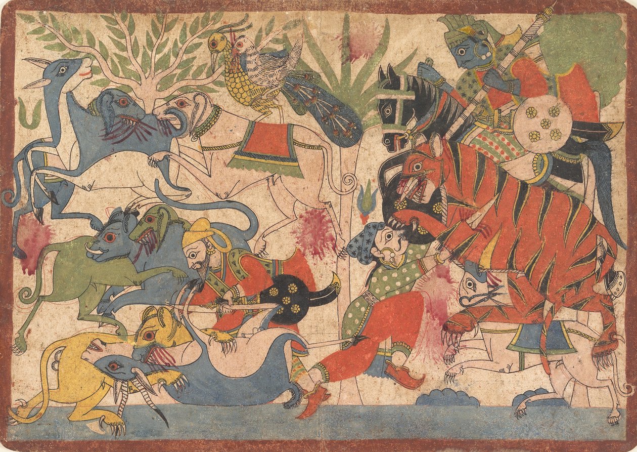 皇家狩猎，从Mahabharata的作品集，1800年至1850年。 作者 不明