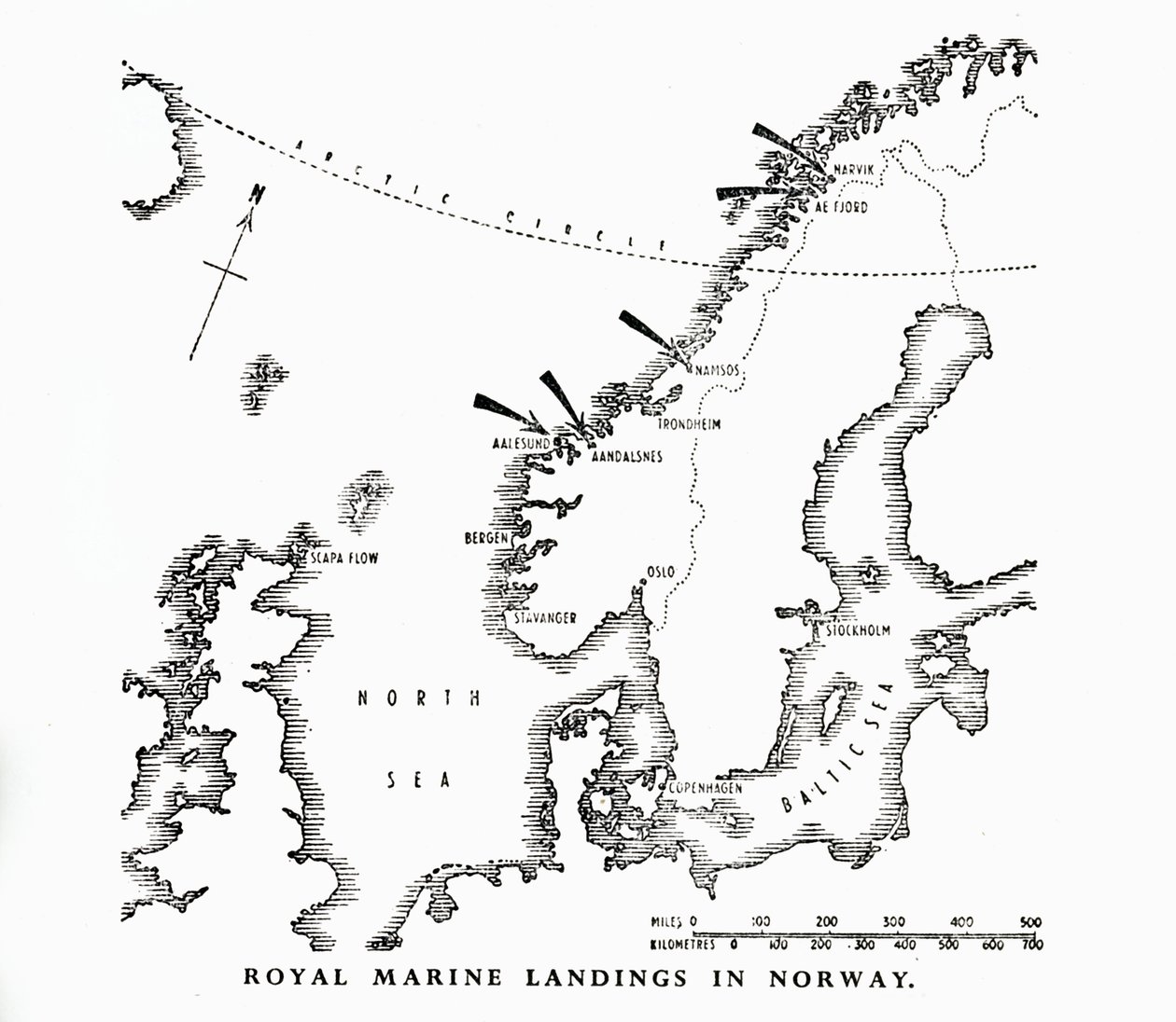 第二次世界大战，1940年，挪威海军陆战队登陆挪威，1944年。 作者 不明