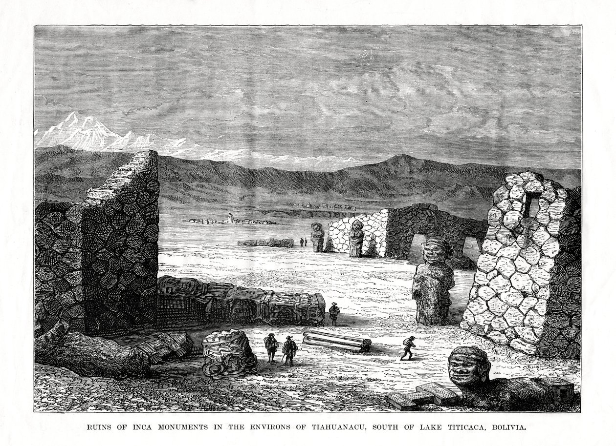 1877年，玻利维亚的喀喀湖以南Tiahuanacu周围的印加古迹遗址 作者 不明