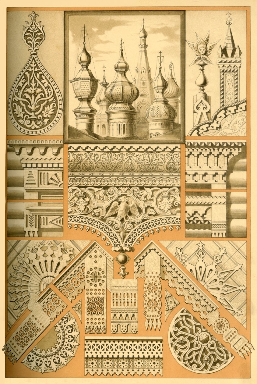 俄罗斯建筑装饰品和木雕，1898年。 作者 不明