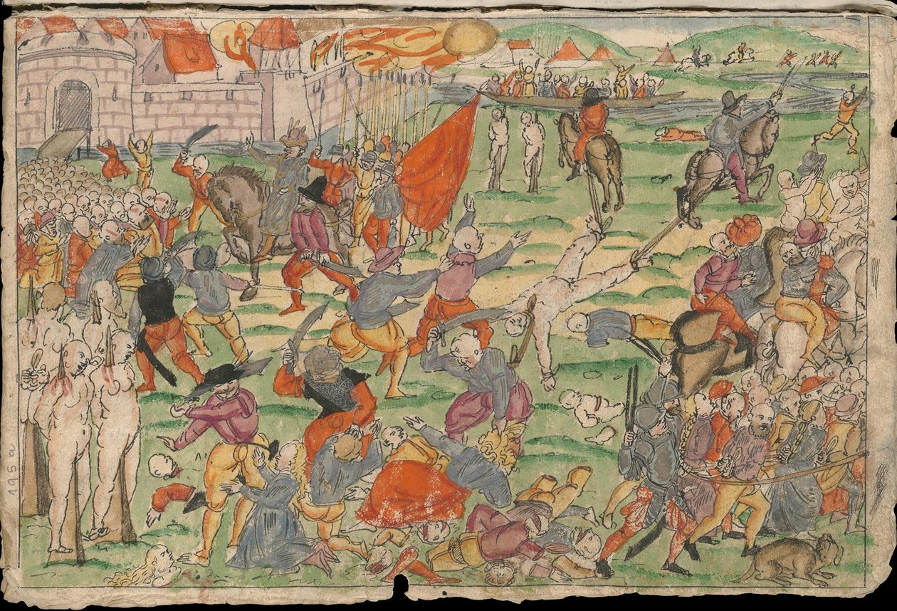 1577年7月和8月，俄罗斯在利沃尼亚的暴行。来自纳赫里克（Nachric）的约翰·雅各布·威克斯（Johann Jakob Wicks）收藏 作者 不明