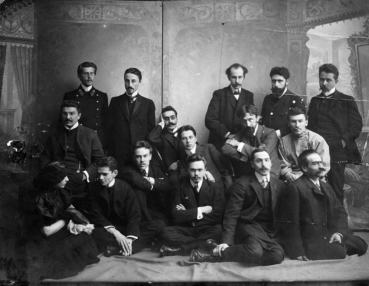 俄罗斯作家和诗人安德烈·贝利（Andrei Bely）与象征主义作家，1907年 作者 不明