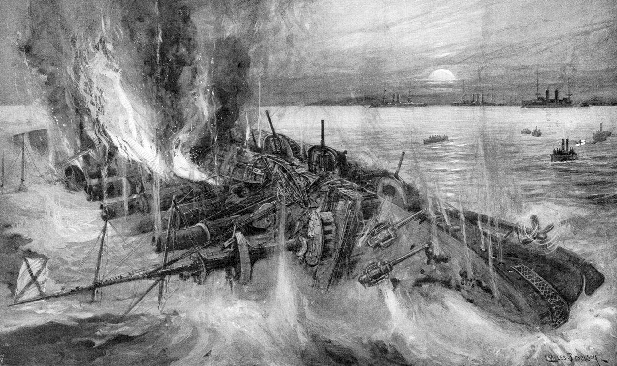 俄国巡洋舰在日俄战争的Cehmulpo战役中沉没，1904-5 作者 不明