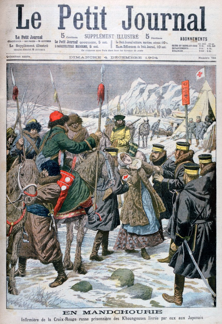 俄国护士被满族人俘虏，移交给日本，满洲，1904年 作者 不明