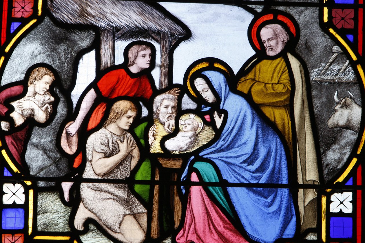 Saint-Corentin (Saint Corentin) cathedral, Quimper Stained glass : shepherds