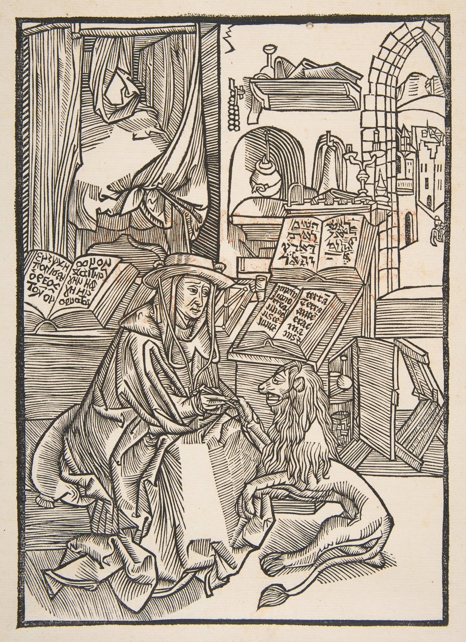 圣热罗姆（Saint Jerome）从狮子脚抽出刺，里昂（Lyons）1508 copy.nd 作者 不明