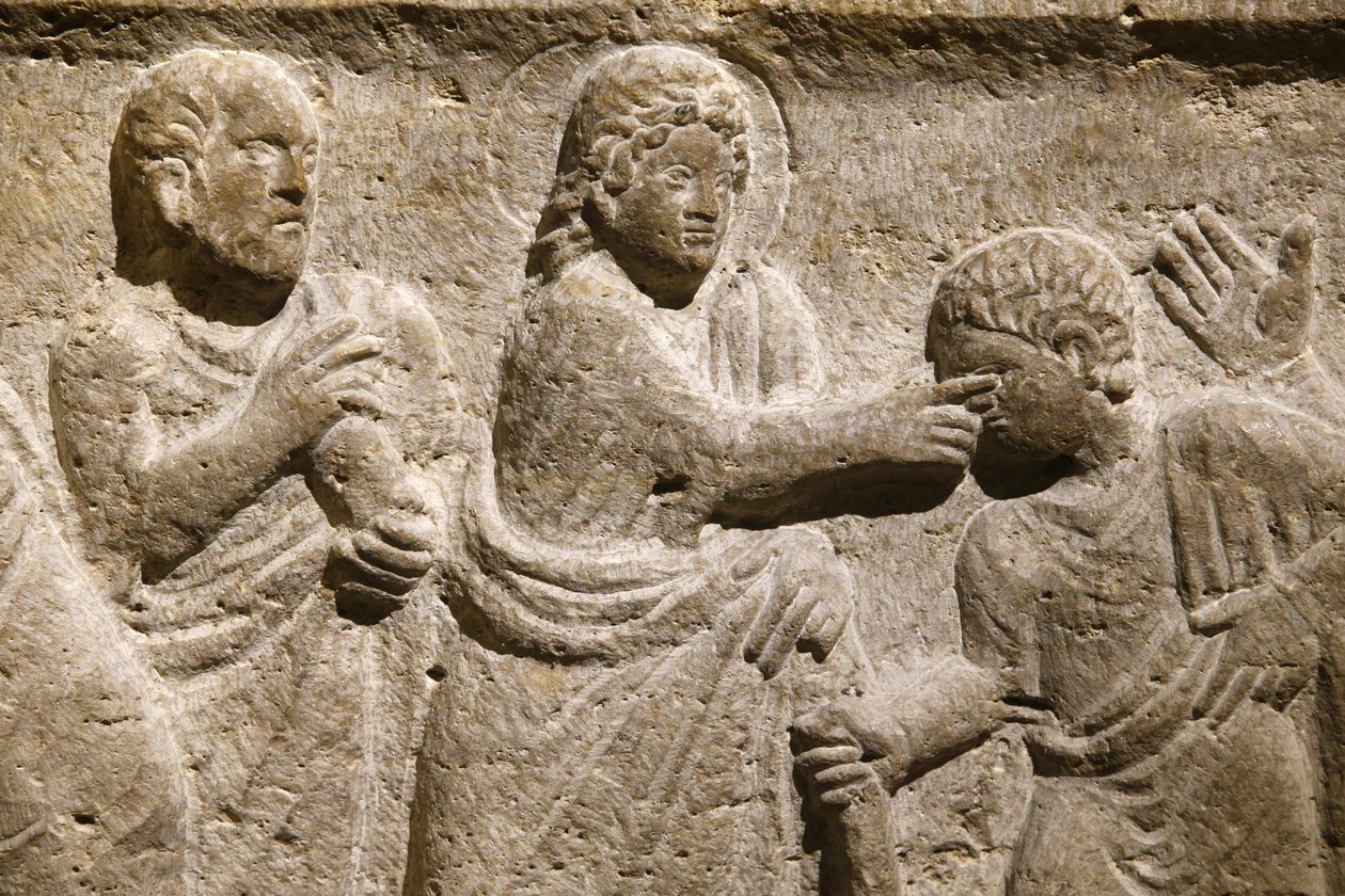 Saint Victor abbey, Marseille. Sarcophagus detail: Jesus curing a blind man. France 作者 不明