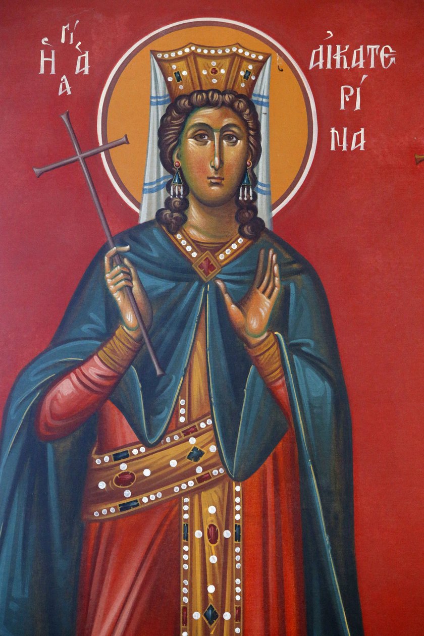 Sainte Kathrine fresco in Holy cross church, Pedoulas, 20150510, Pedoulas, Cyprus 作者 不明