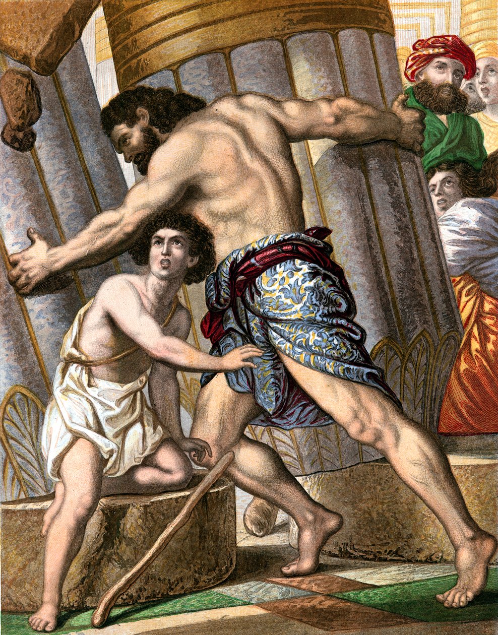 萨姆森（Samson）推倒了非利士人的神达贡（Dagon）神庙，十九世纪中叶 作者 不明