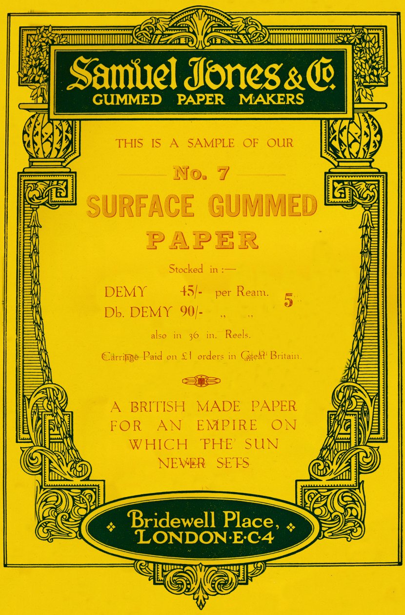 塞缪尔·琼斯（Samuel Jones＆Company）胶纸制造商的广告，1919年 作者 不明