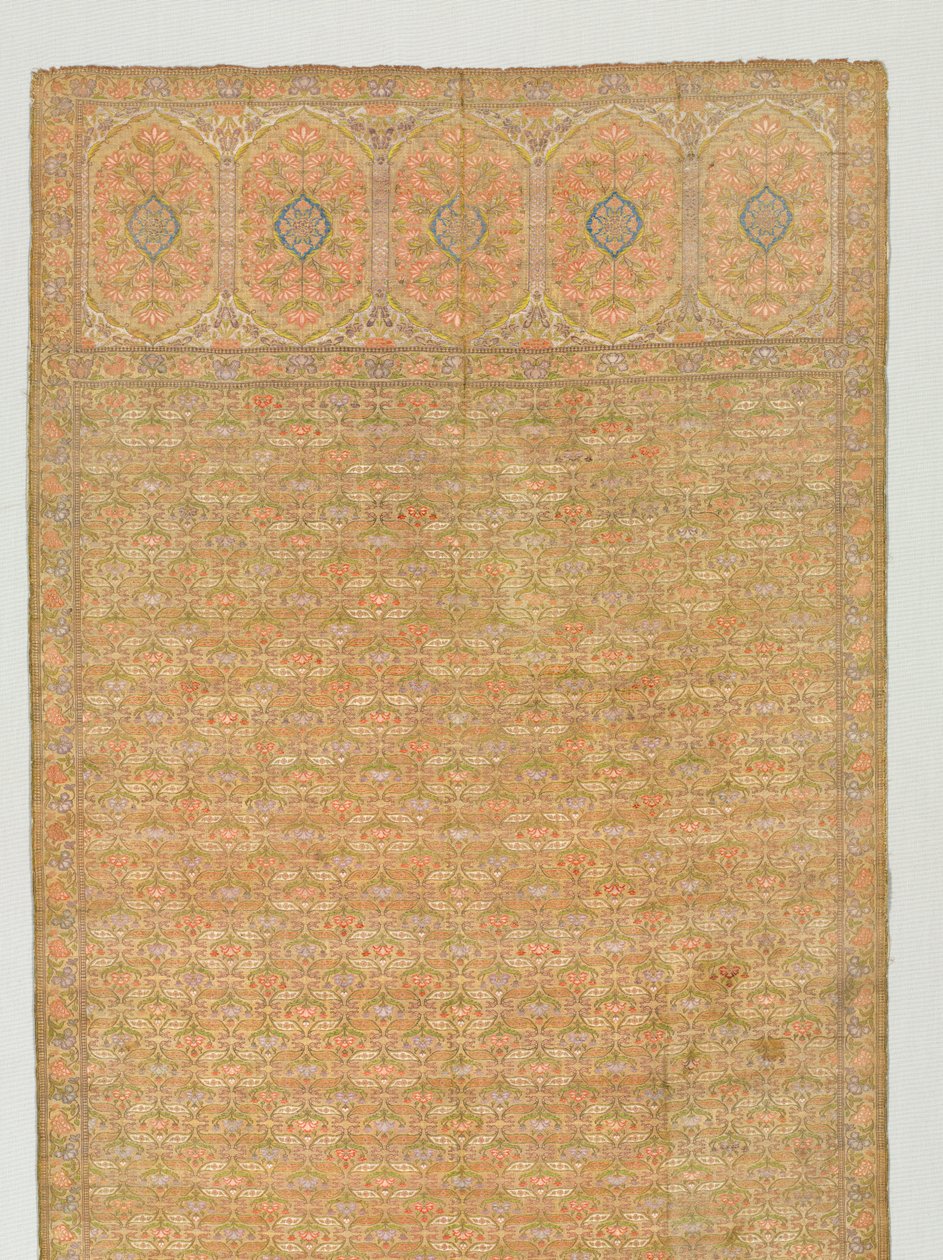 扇动与花田和端板在金地面上，1700年代。 作者 不明