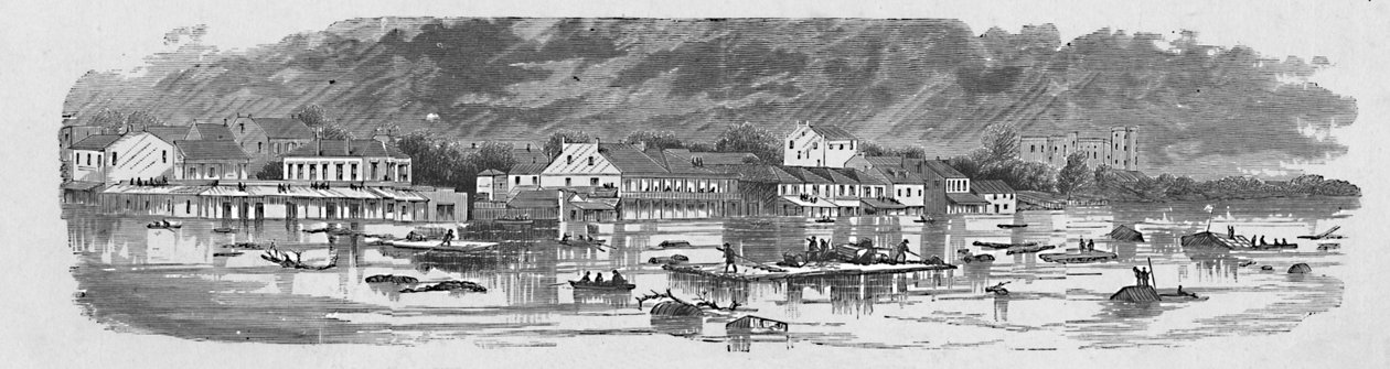 1874年洪水中的巴吞鲁日（1883年）现场 作者 不明