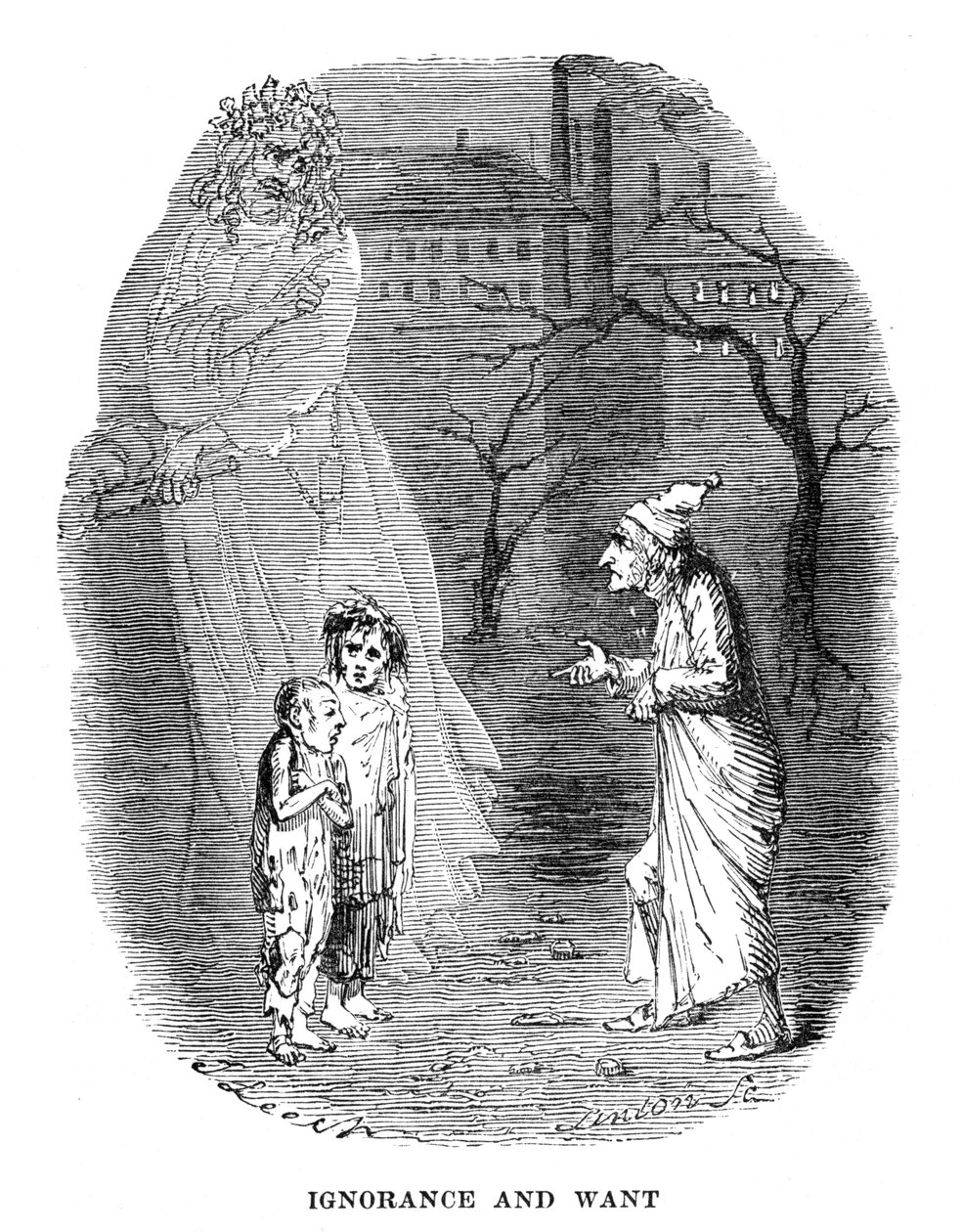 查尔斯·狄更斯（Charles Dickens）的《圣诞颂歌》中的场景，1843年 作者 不明