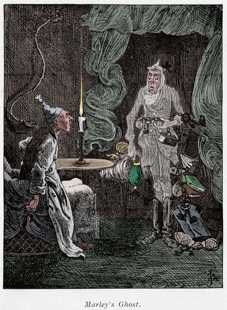 查尔斯·狄更斯（Charles Dickens）的《圣诞颂歌》中的场景，1843年 作者 不明