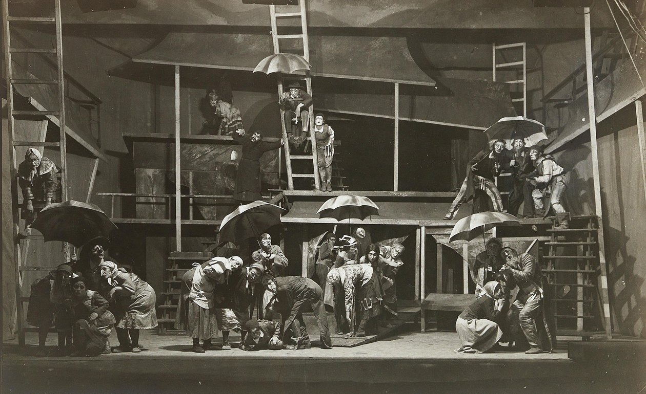 亚伯拉罕-戈德法登的《女巫》场景，国家犹太室内剧院，莫斯科，1921年。 作者 不明