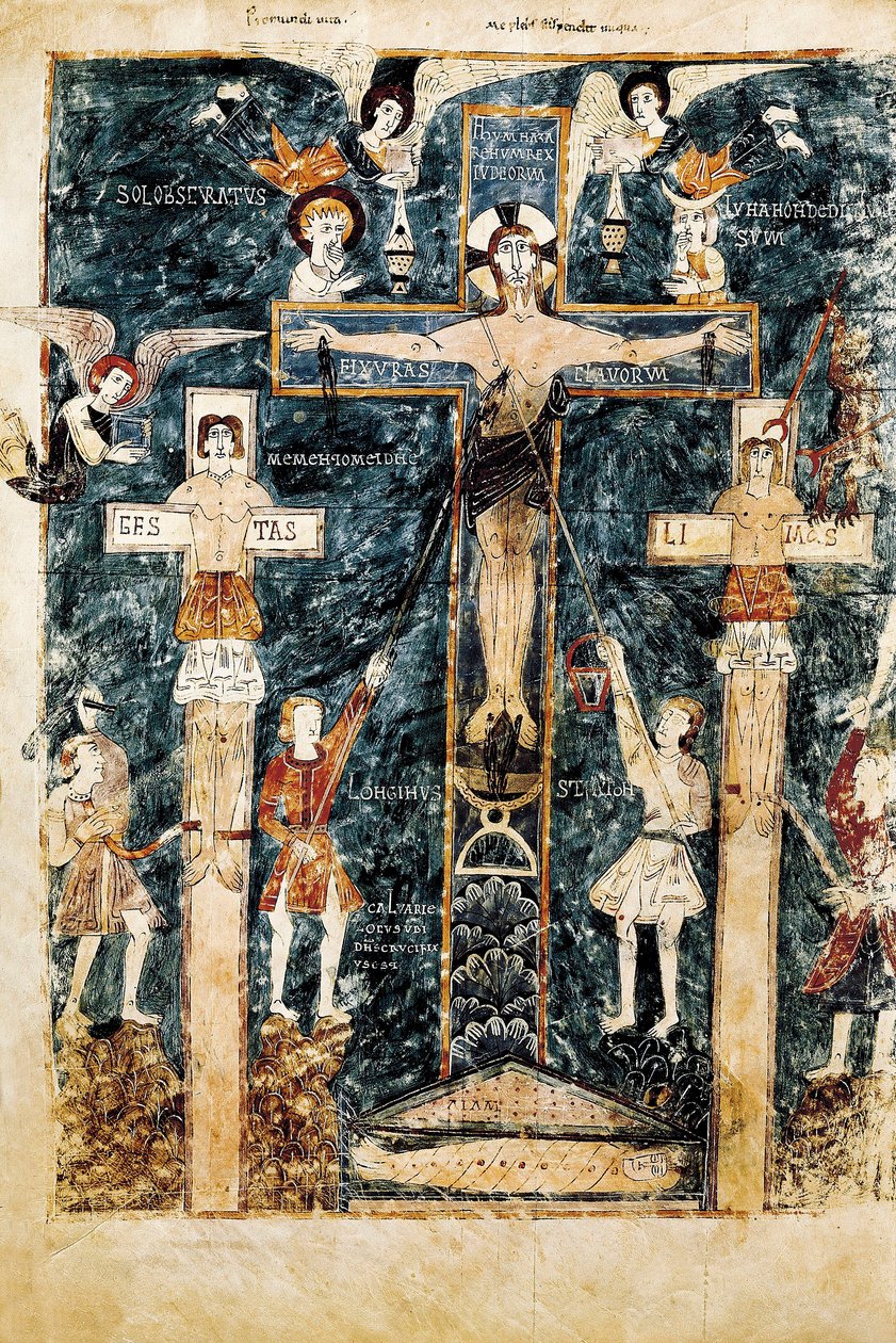 Scene of the Crucifixion, miniature, 976 作者 不明