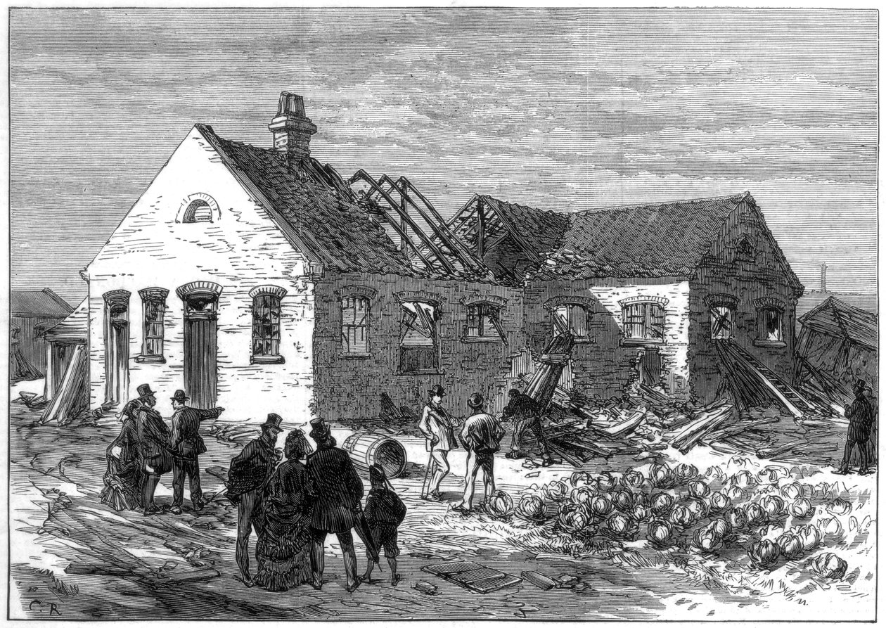 1872年格林威治沼泽地弹药筒工厂发生爆炸的现场 作者 不明