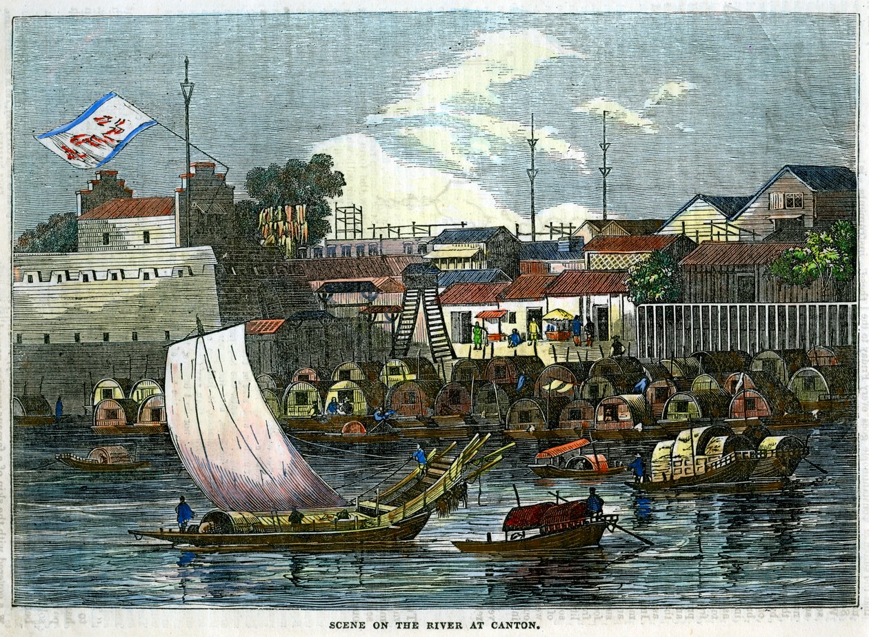 中国广州，河上的场景，c1840 作者 不明
