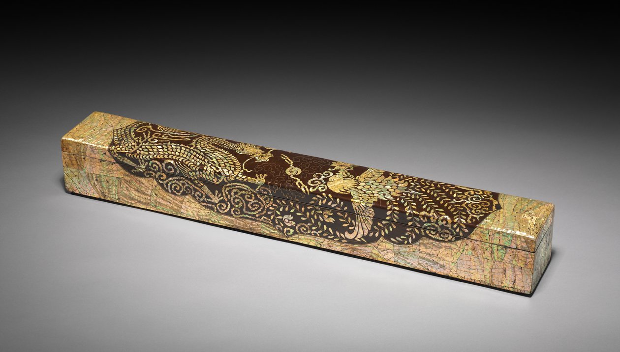 带有龙凤呈祥设计的滚动盒，1700年代至1800年代。 作者 不明