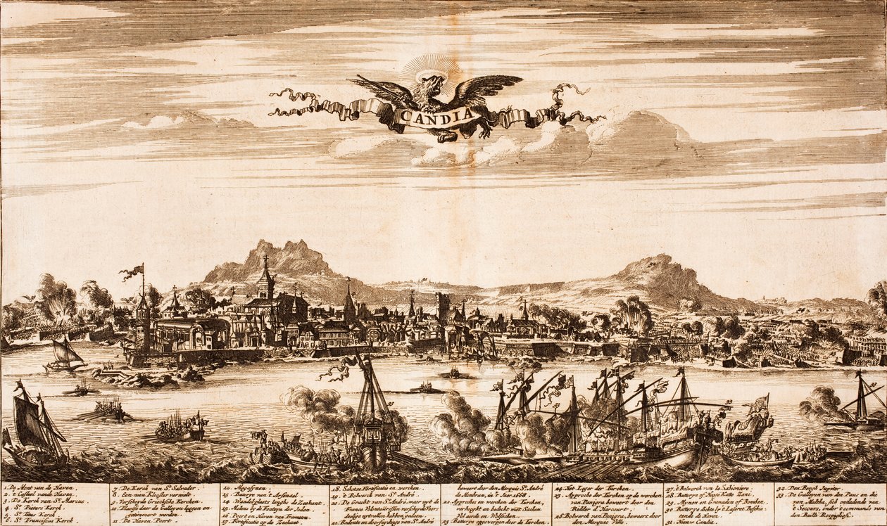 坎迪亚被围困期间的海战来自：战争现场，1675年。 作者 不明