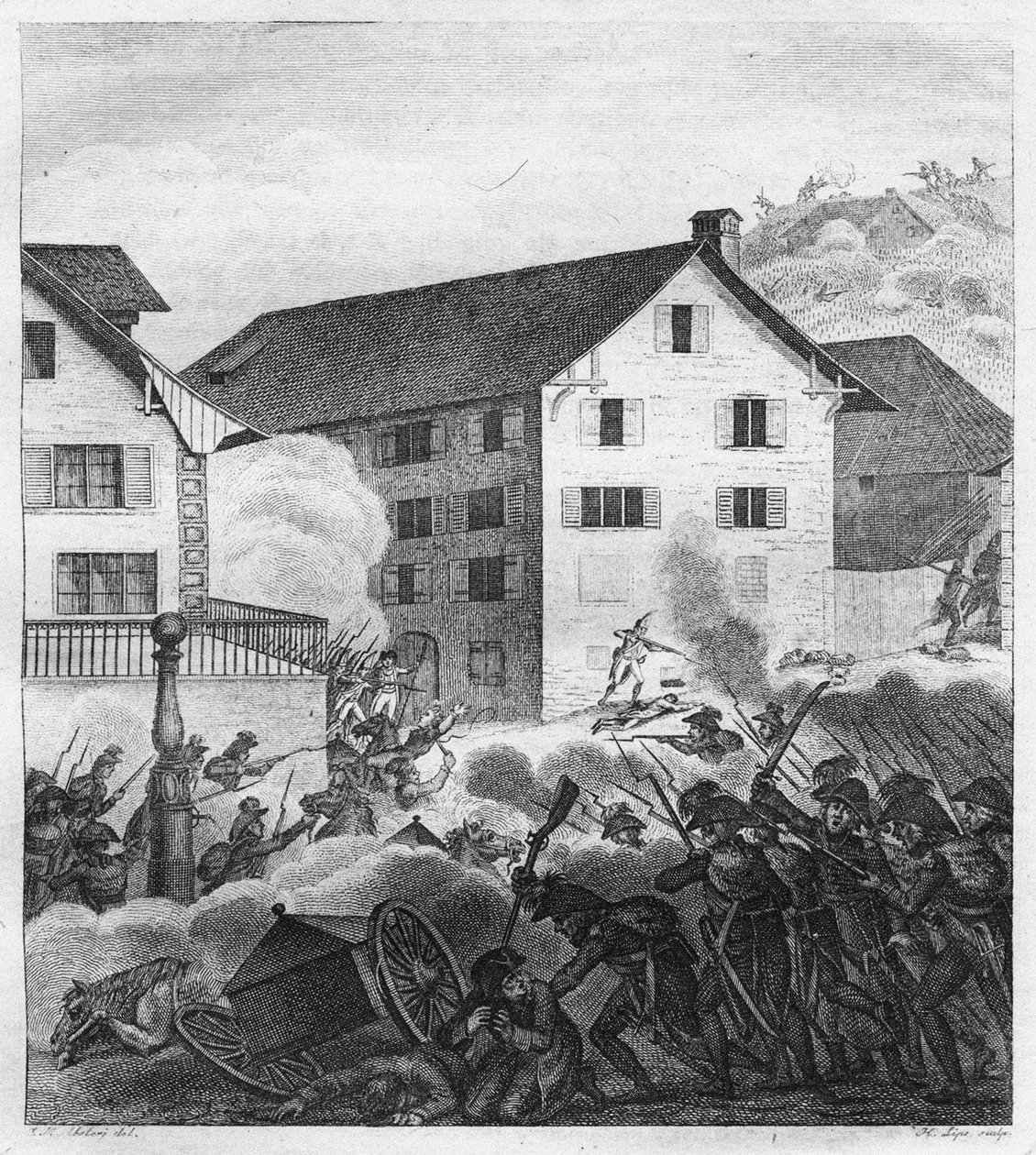 苏黎世第二次战役，中央的战斗场面，1799年 作者 不明